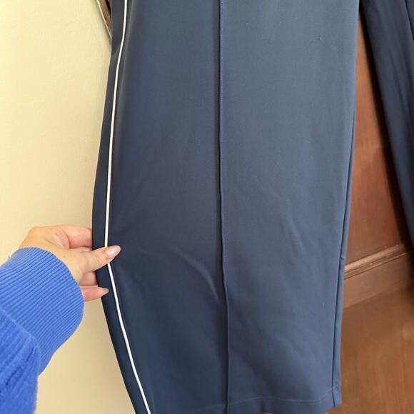 ATHLETA | Navy Blue Venice Wide Leg Track Pants with Side Stripe | Extra Large - Picture 4 of 8